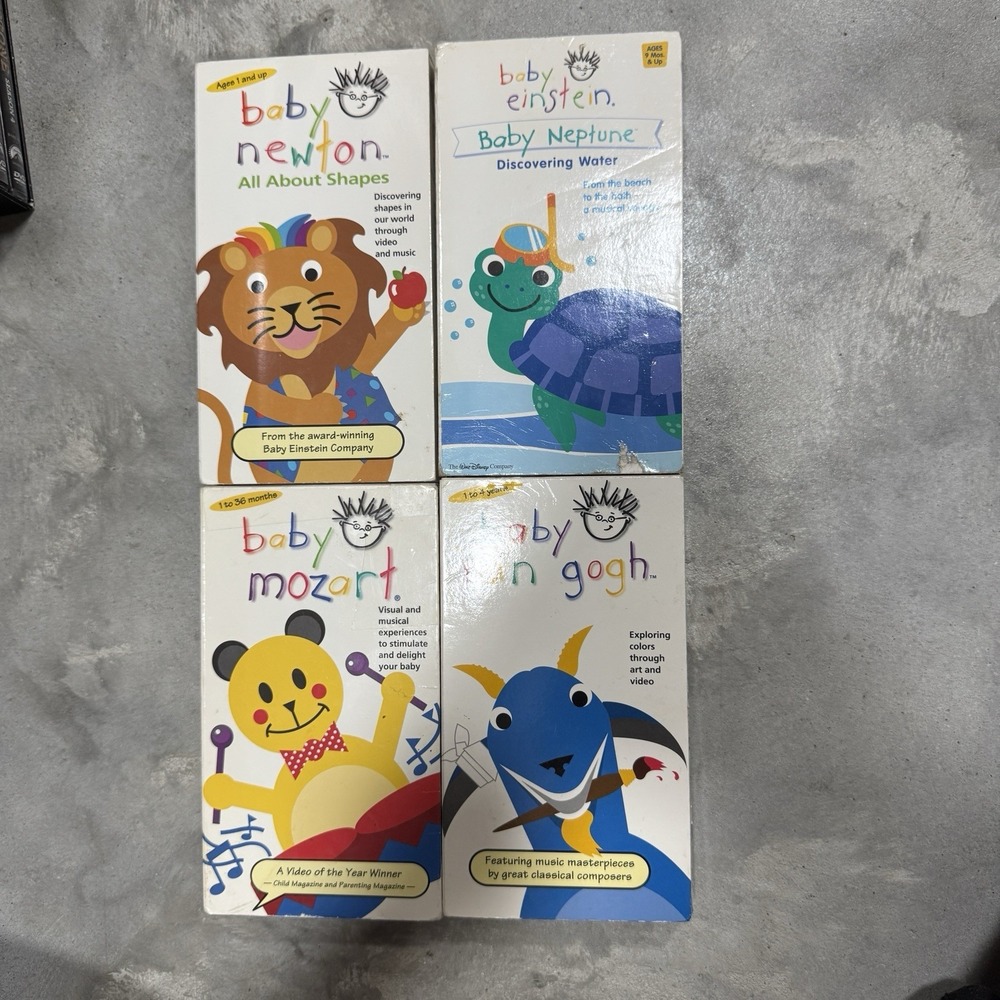 Lot Of 4 Baby Einstein 2000 VHS Tapes Learning Mozart Van Gogh Newton Neptune